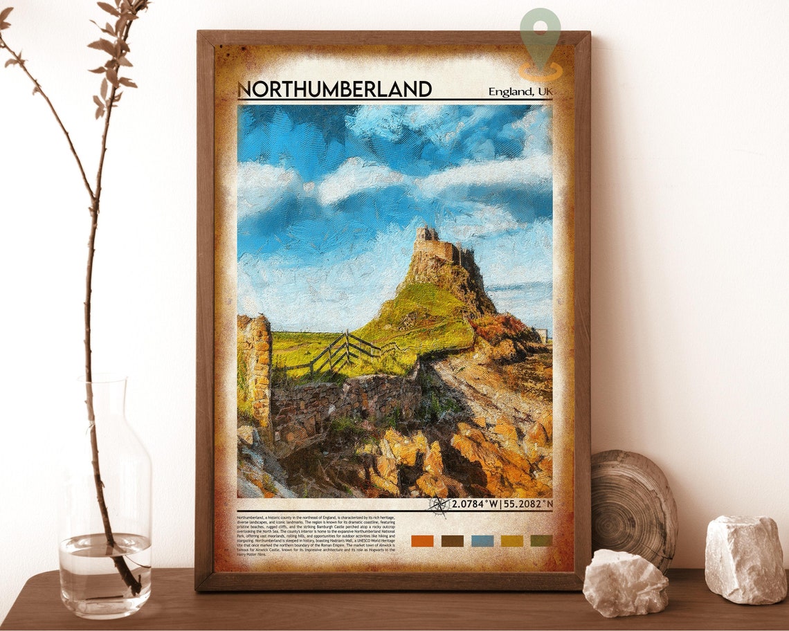 Northumberland Travel Print Northumberland Artwork Sea Travel Print Northumberland Print Northumberland Poster Northumberland Wall Art - Image 6