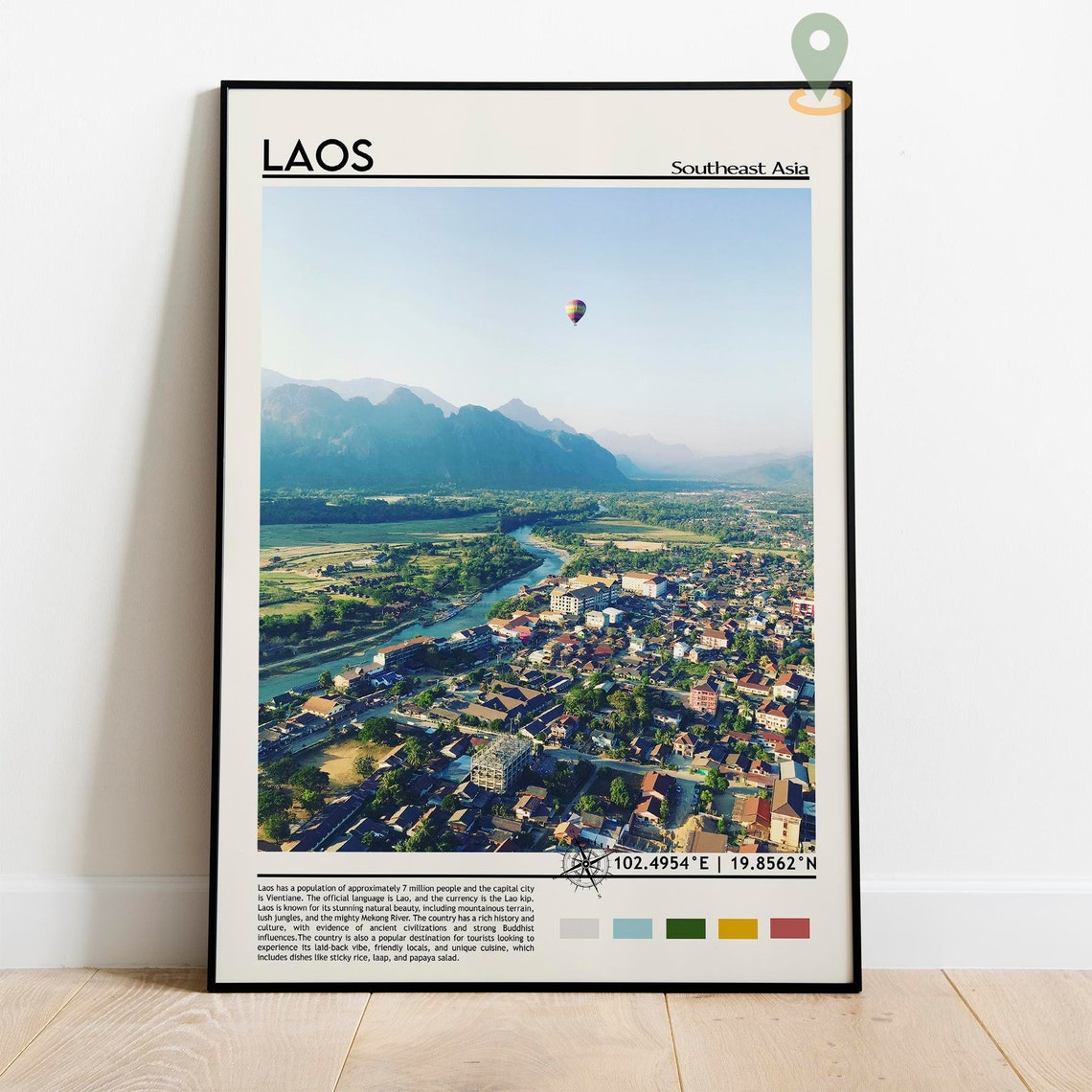 Laos Print Laos Art Laos Poster Laos Photo Laos Poster Print Laos Painting Laos Poster Laos Wall Art Vientiane City Vientiane Map - Image 2