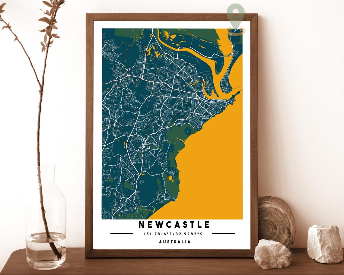 Newcastle Australia City Street Map Coastal Art Print for Australian Homes - Image 5