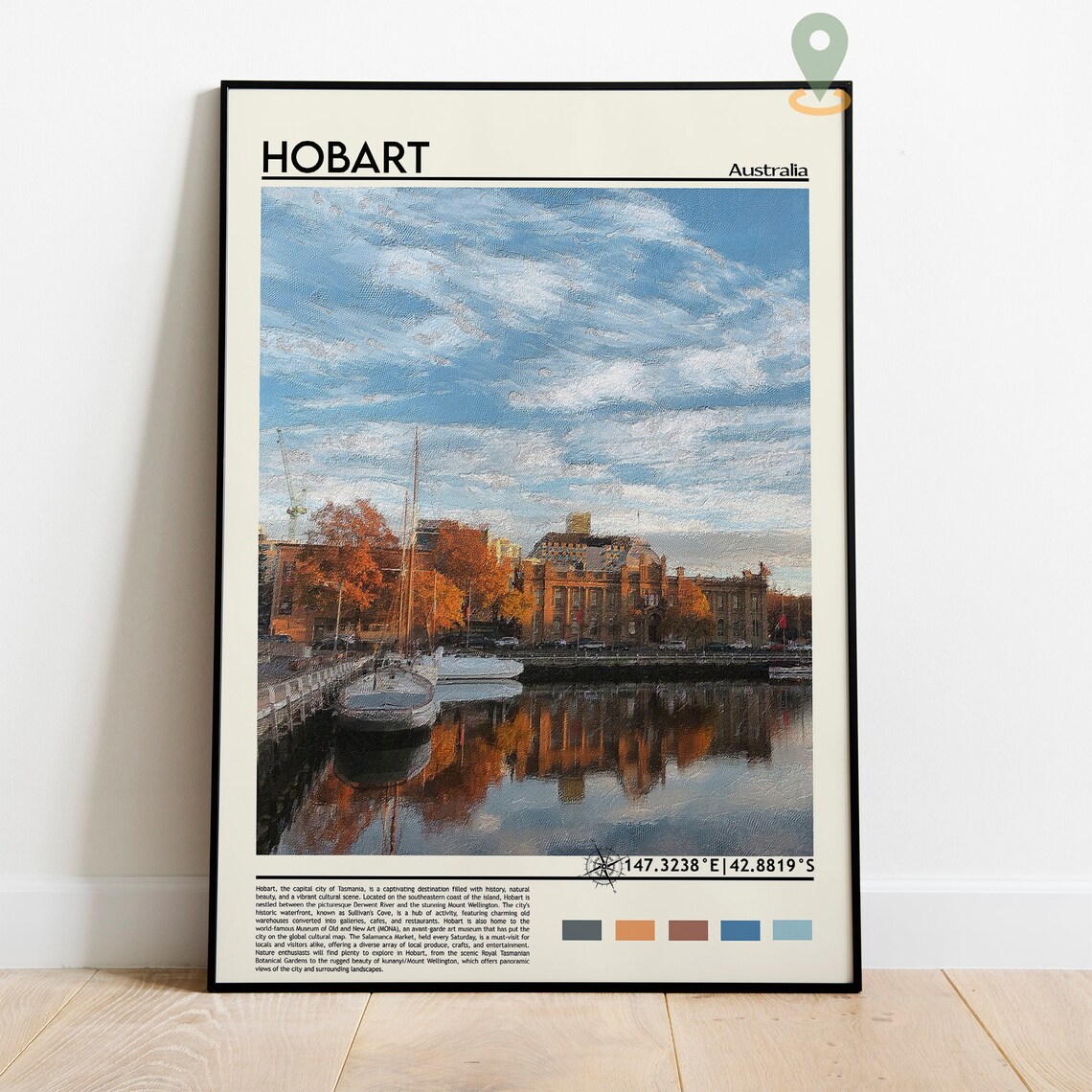 Hobart Australia Historic Waterfront Harbor Sunset Travel Poster - Image 2