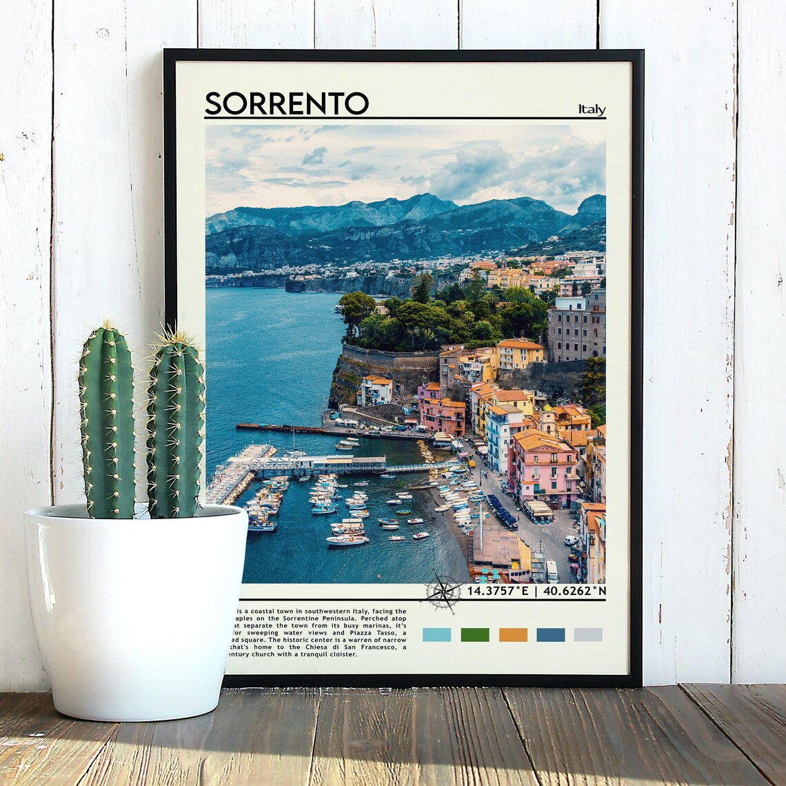 Sorrento Italy Cliffside Marina Colorful Harbor Bay View Poster - Image 3