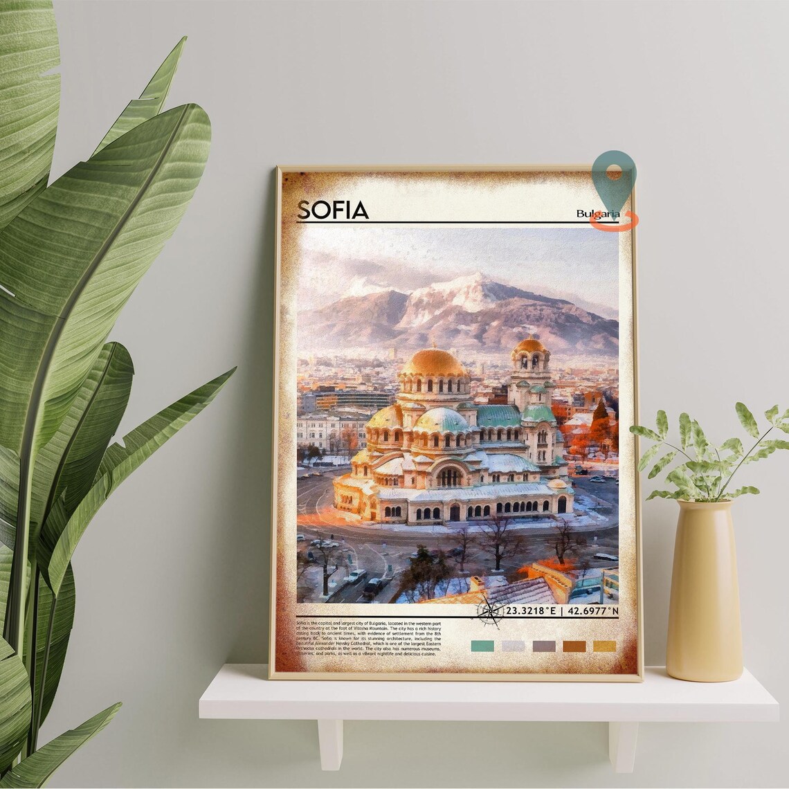 Sofia Bulgaria Golden Alexander Nevsky Cathedral Painted Cityscape Poster - Image 2