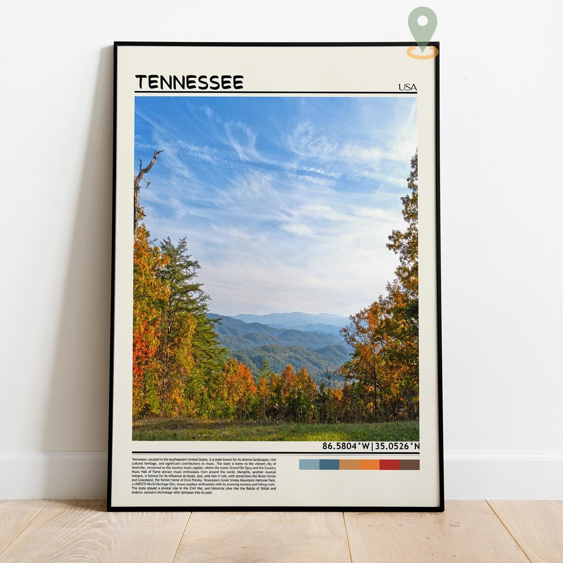 Tennessee Smoky Mountains Fall Colors Autumn Forest View Poster - Image 4