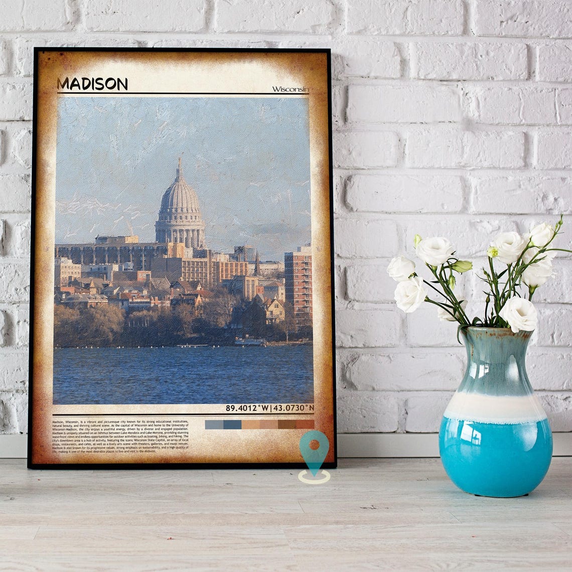 Madison Wisconsin State Capitol Lakefront Skyline Cityscape Poster - Image 5
