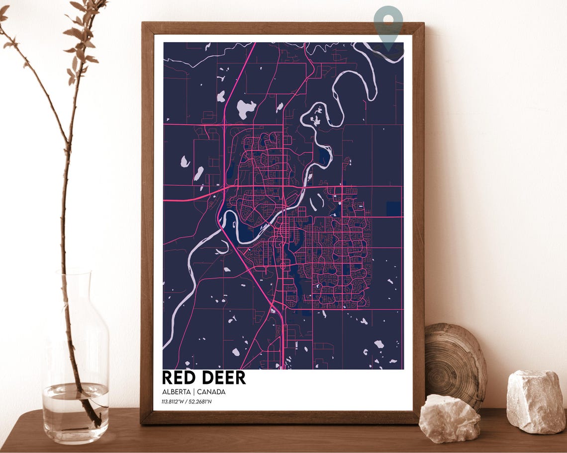 Red Deer Map Red Deer Map Print Red Deer Personalized Map Red Deer City Red Deer Travel Poster Red Deer Poster Red Deer Alberta Map - Image 2