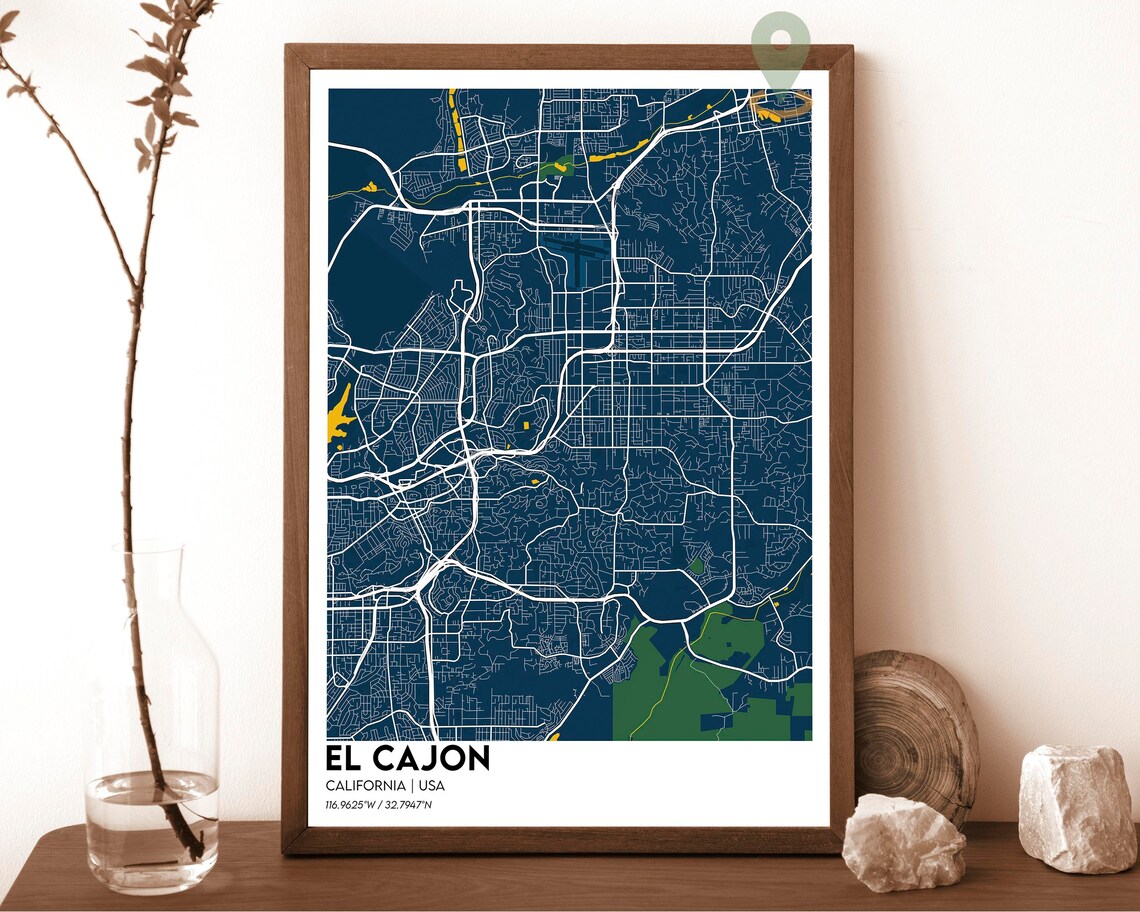 El Cajon California USA Emerald Forest Green City Street Map Poster - Image 2