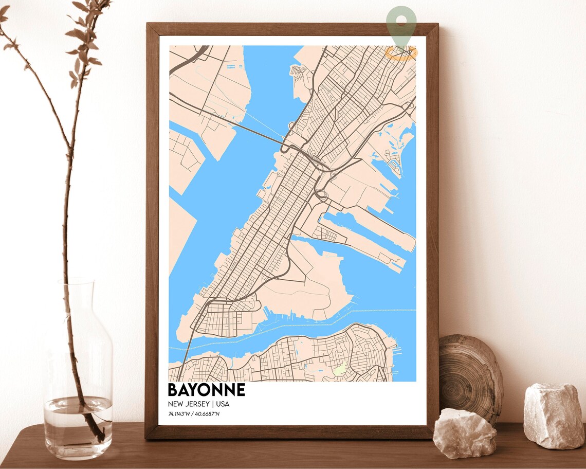 Bayonne New Jersey USA Vintage Sepia Antique City Street Poster - Image 5