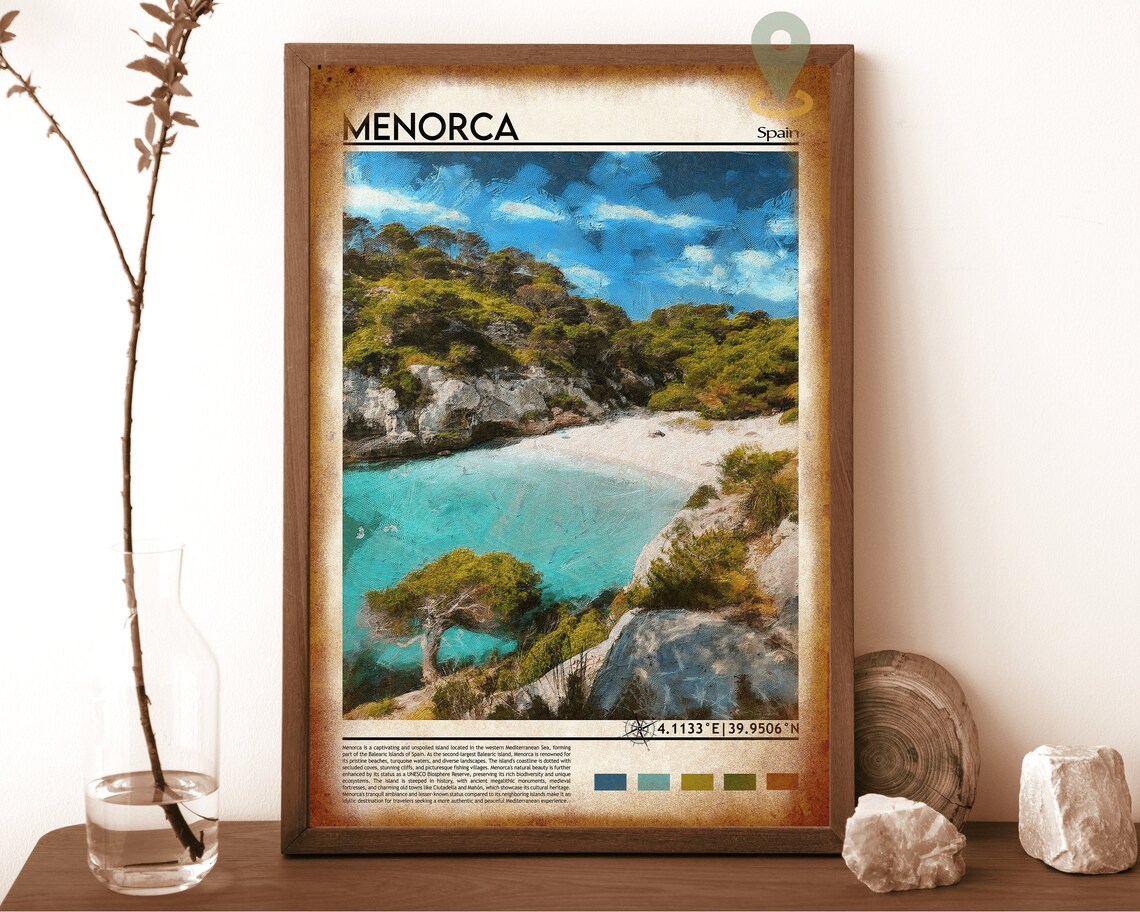 Menorca Spain Balearic Turquoise Cove Beach Island Travel Poster - Image 6