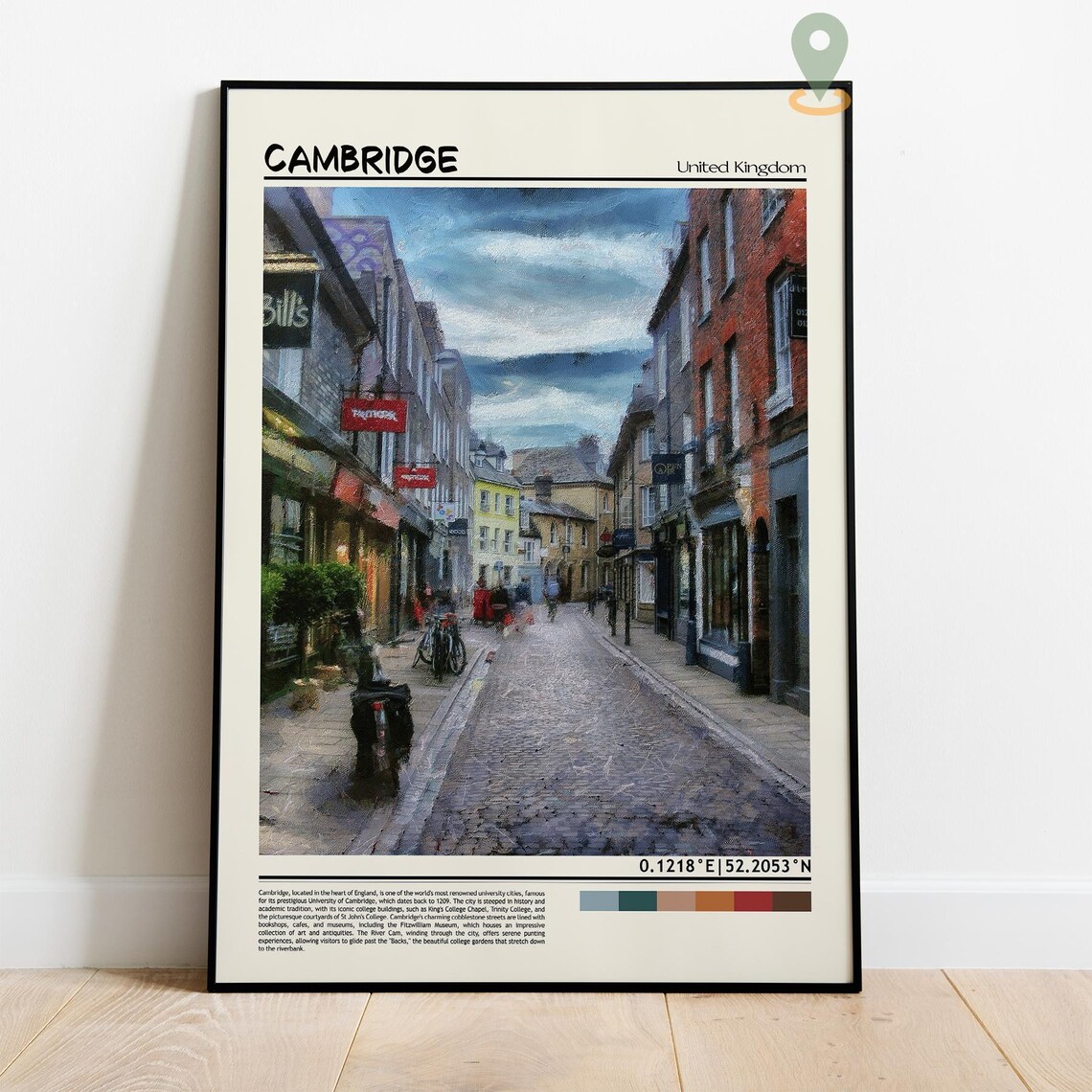Cambridge England Cobbled Shopping Street Historic Charm Poster - Image 4