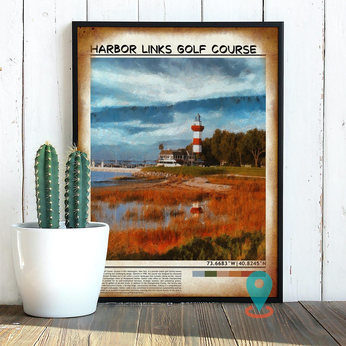 Harbor Links Golf Course Lighthouse Wetland Reflection Poster - Image 2