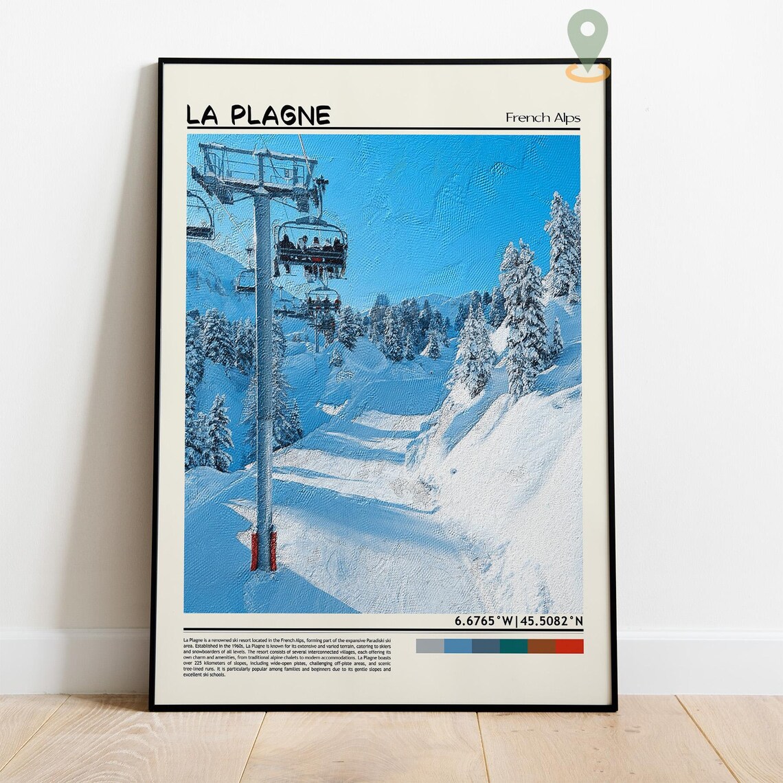 La Plagne French Alps Chairlift Ride Over Snowy Pines Poster - Image 4