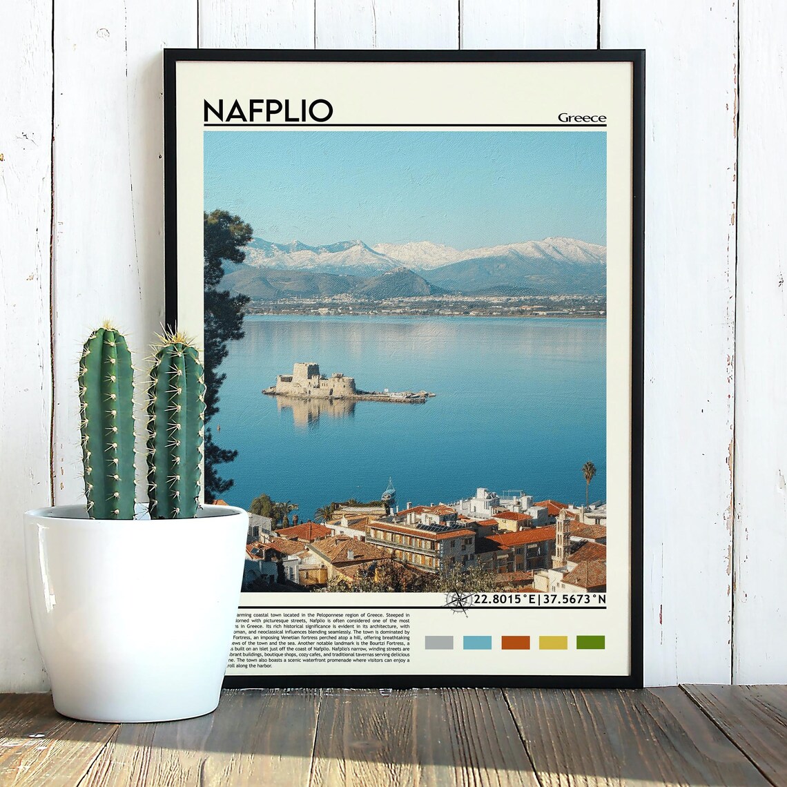 Nafplio Greece Coastal Town Fortress Island Harbor Travel Poster - Image 5