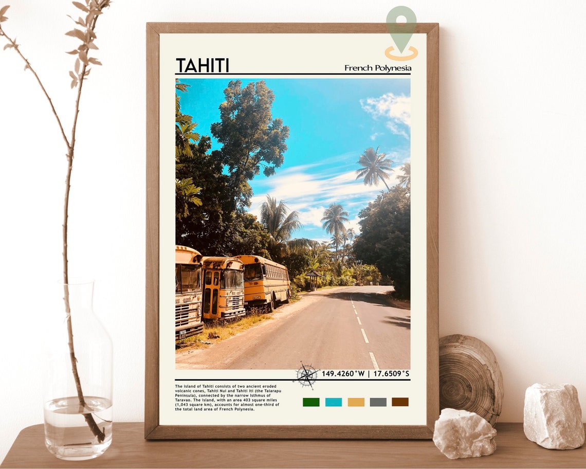Tahiti Print Vintage Poster Tahiti Art Tahiti Poster Tahiti Photo Tahiti Poster Print Tahiti Wall Art French Polynesia Travel Gift