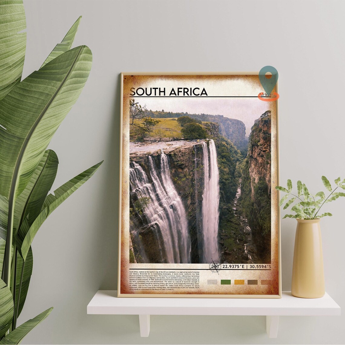 South Africa Waterfall Canyon Dramatic Landscape Travel Poster - Image 5