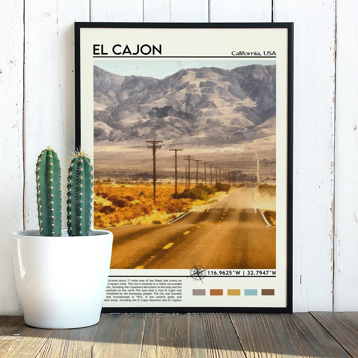 El Cajon California Desert Road Mountain View Scenic Travel Poster - Image 3