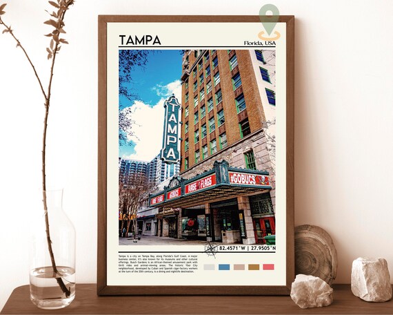 Tampa Florida Downtown Historic Theatre Marquee Street View Poster