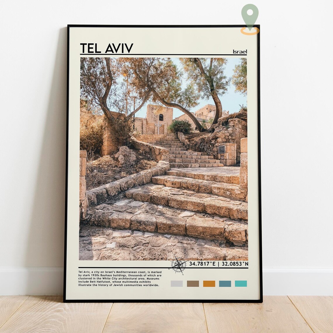 Tel Aviv Israel Old Jaffa Stone Steps Travel Poster Ancient Stairs - Image 2