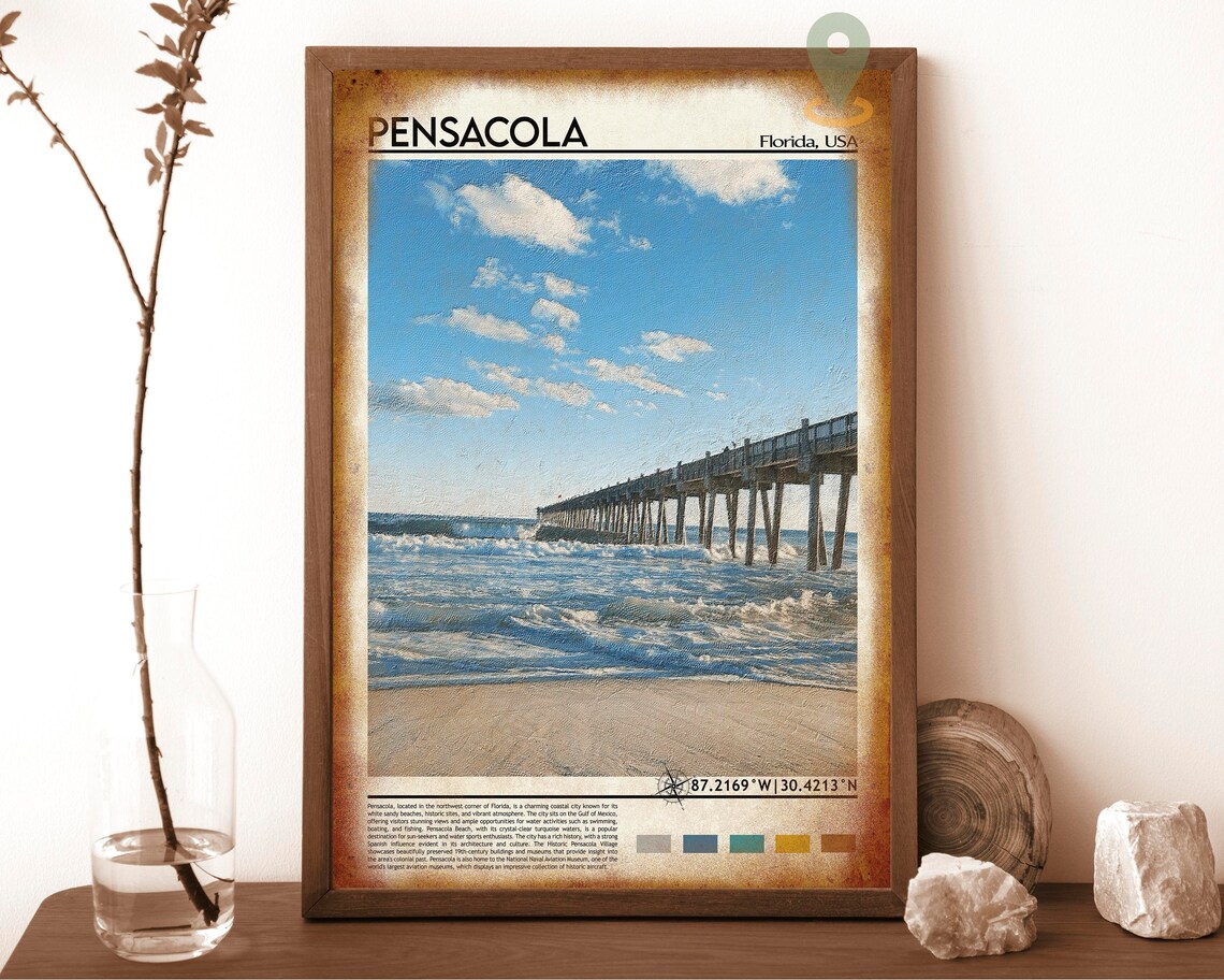 Pensacola Florida Fishing Pier Ocean Photo Beach Travel Wall Art - Image 6