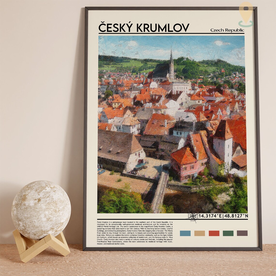 Cesky Krumlov Czech Republic Medieval Old Town Aerial Poster - Image 3
