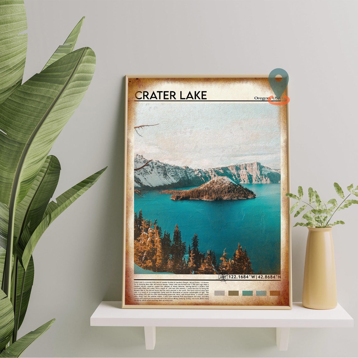 Crater Lake Print Crater Lake Poster Crater Lake Wall Art Crater Lake Travel Crater Lake Art Print Crater Lake Oregon Print - Image 2