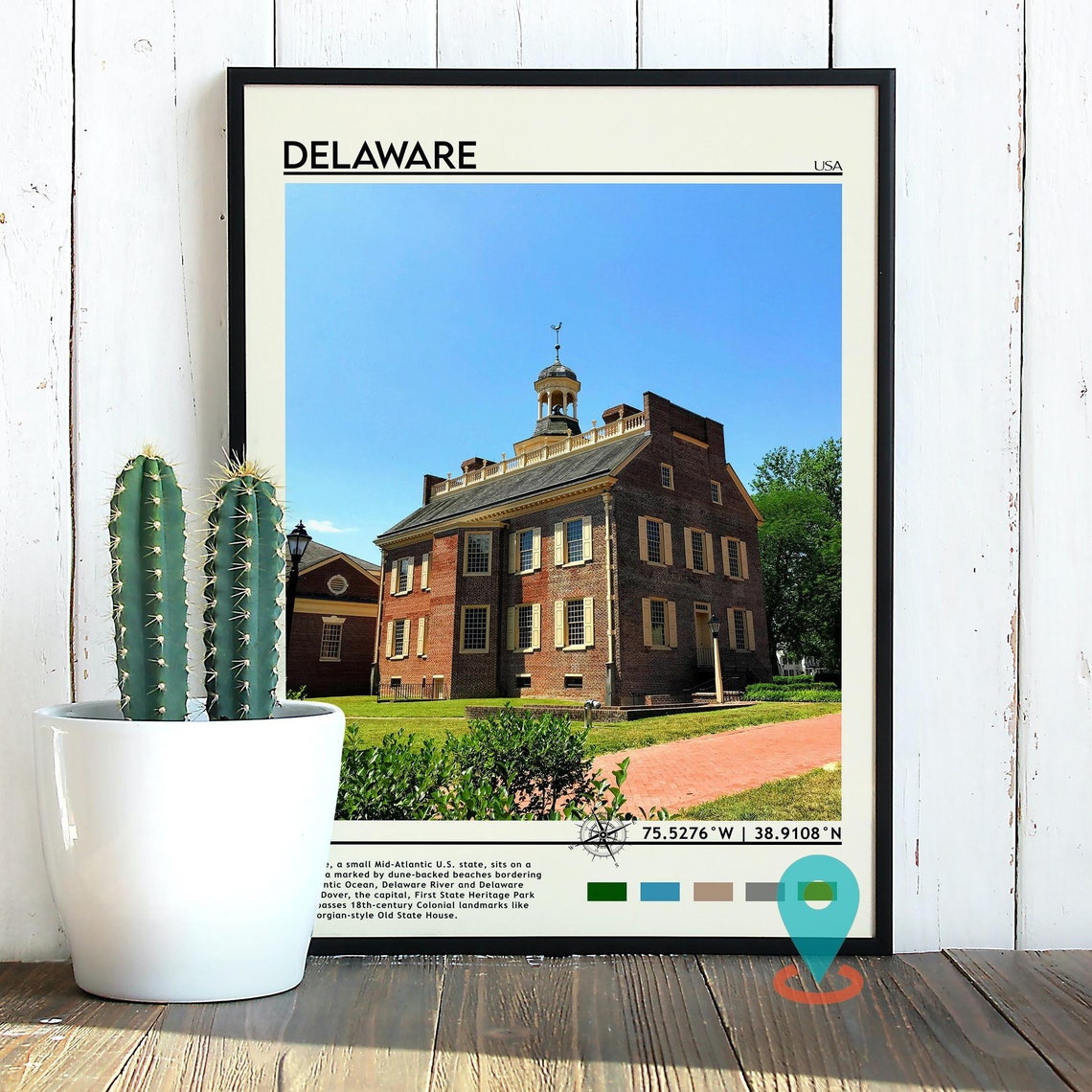 Delaware Old State House Historic Dover Colonial Architecture Poster - Image 3