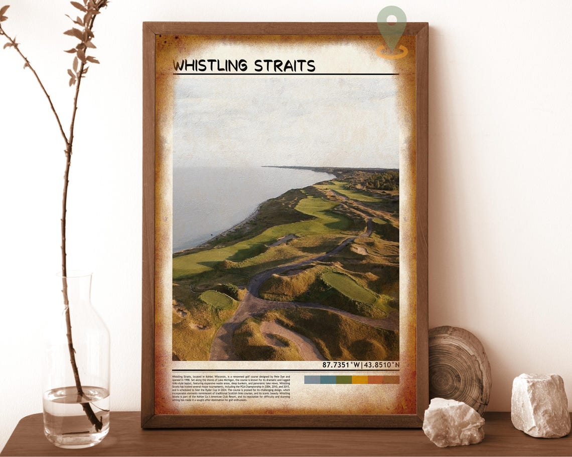 Whistling Straits Wisconsin Championship Golf Course Aerial Poster - Image 6