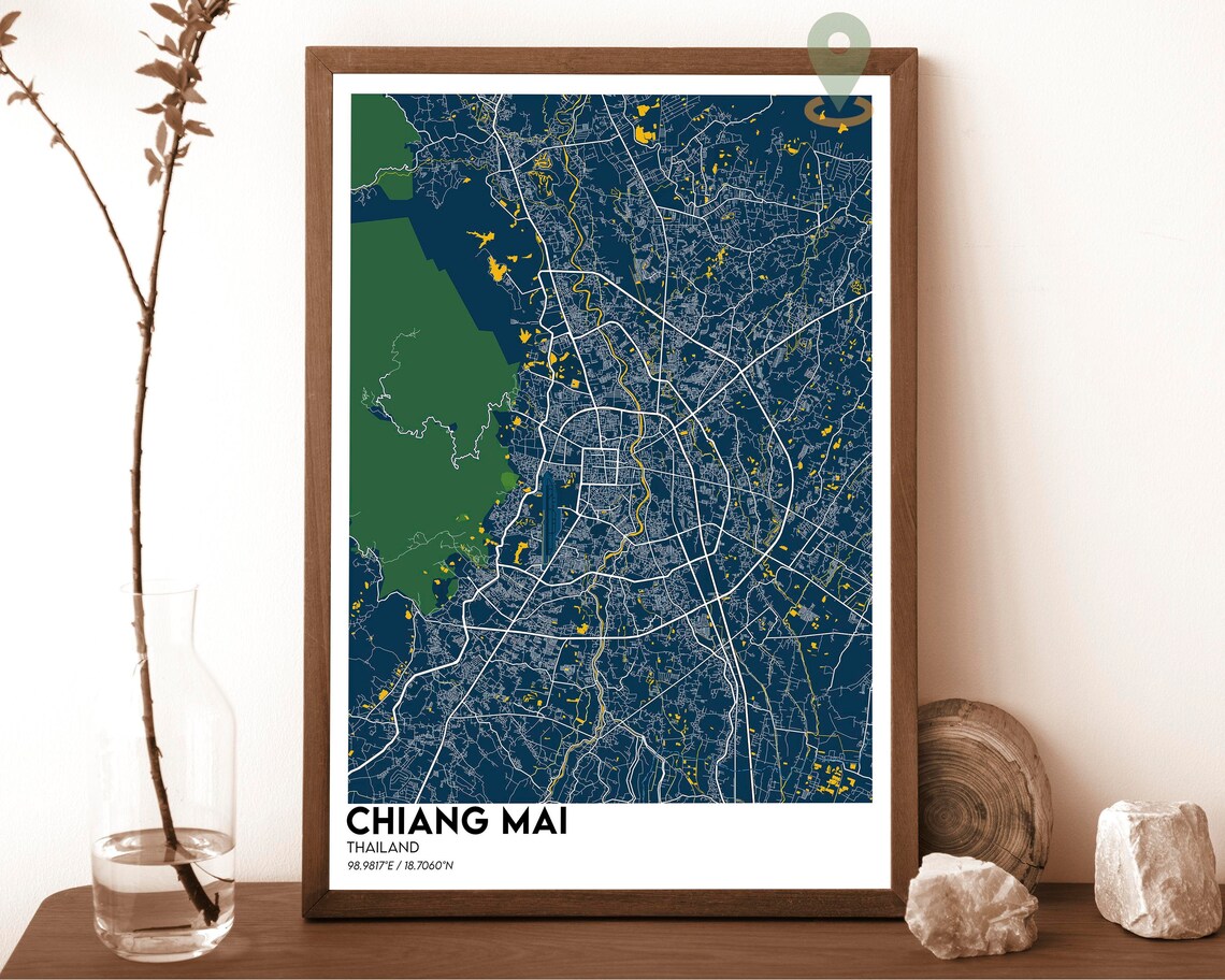 Chiang Mai Thailand City Street Map Red Modern Art Print for Thai Travel Lovers - Image 6