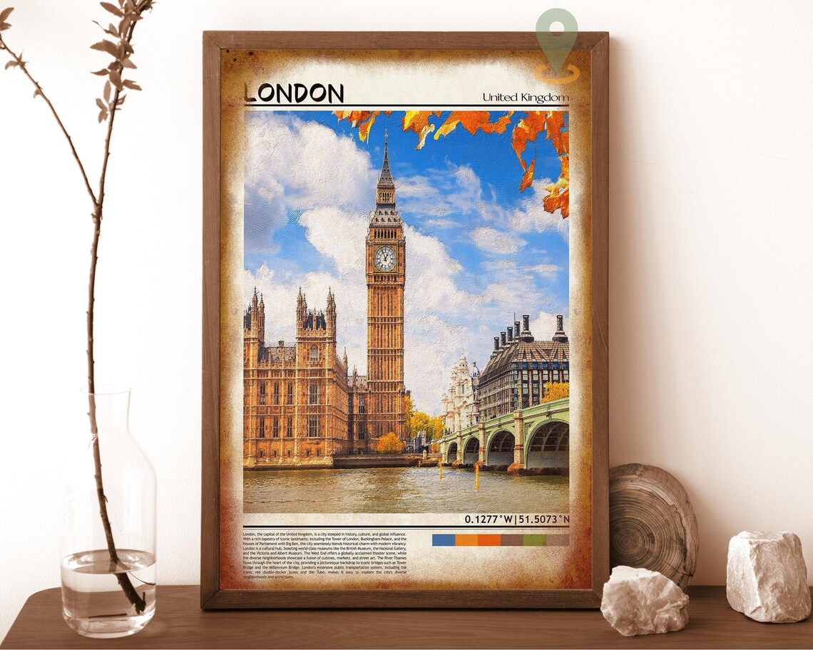 London Big Ben Elizabeth Tower Autumn Westminster Travel Poster - Image 6