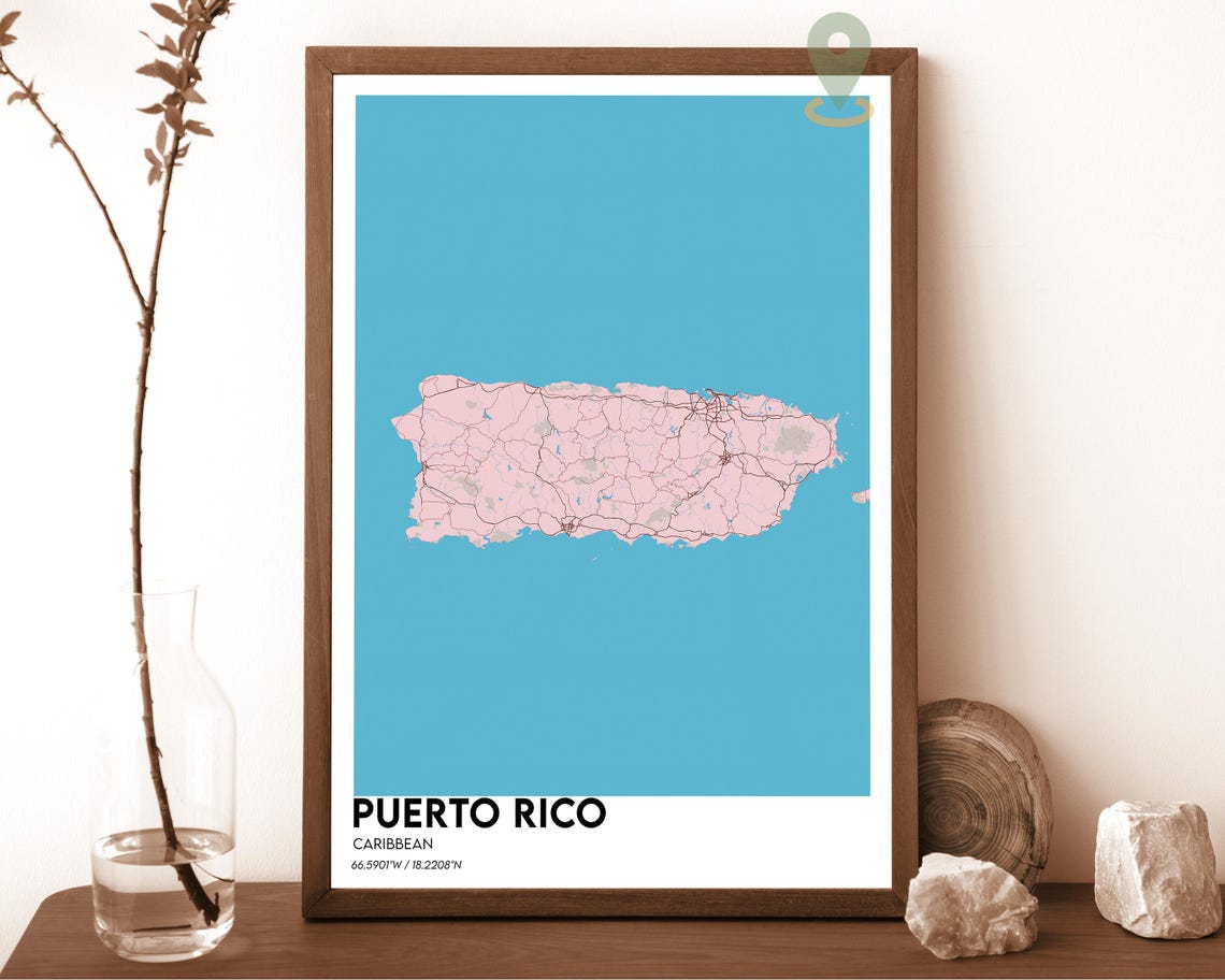 Puerto Rico Map Puerto Rico Map Print Puerto Rico Wall Art Puerto Rico Travel Puerto Rico Poster Puerto Rico Photo Puerto Rico Island - Image 2