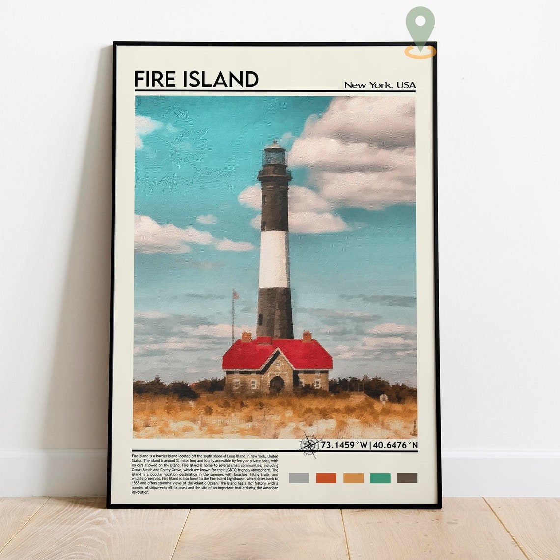 Fire Island Print Fire Island Poster Fire Island Wall Art Oil Painting Poster City Print City Artwork Travel Artwork Travel Wall Art - Image 5