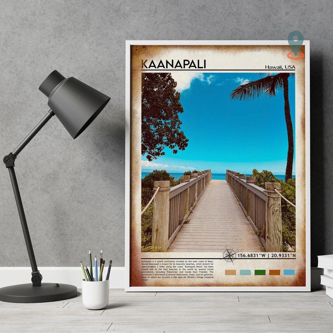 Kaanapali Maui Hawaii Beach Boardwalk Tropical Escape Poster - Image 4