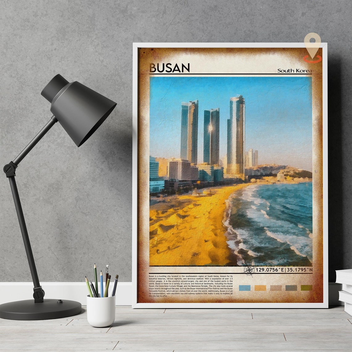 Busan South Korea Haeundae Beach Towers at Sunset Coast Poster - Image 4