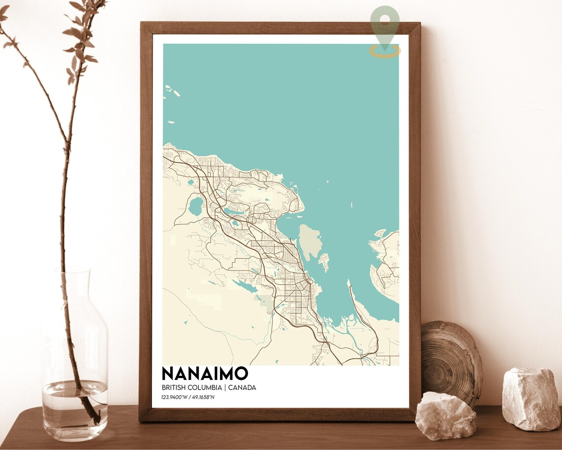 Nanaimo British Columbia Striking Coastal City Map Art Poster - Image 5
