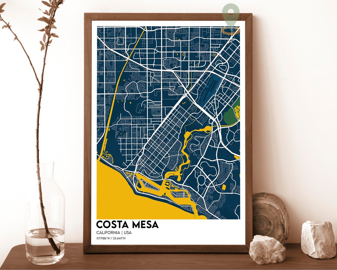 Costa Mesa California Neon Purple Modern City Map Art Poster - Image 6