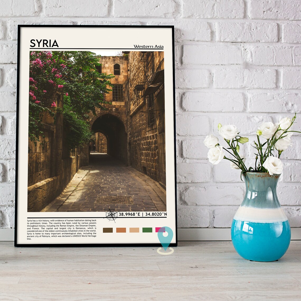 Syria Western Asia Historic Stone Alley Heritage Travel Poster - Image 3