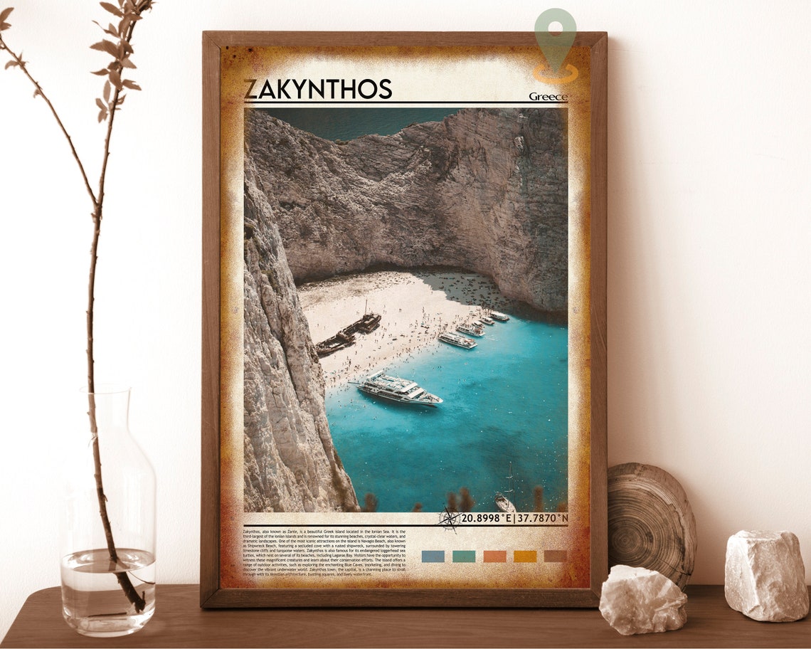 Zakynthos Greece Navagio Shipwreck Beach Cove Aerial View Poster - Image 6