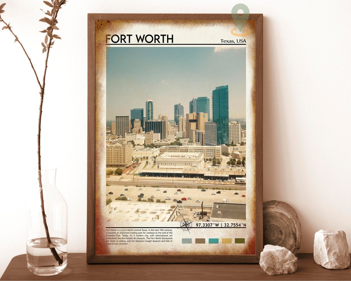 Fort Worth Texas Downtown Skyline Modern Cityscape Travel Poster - Image 6