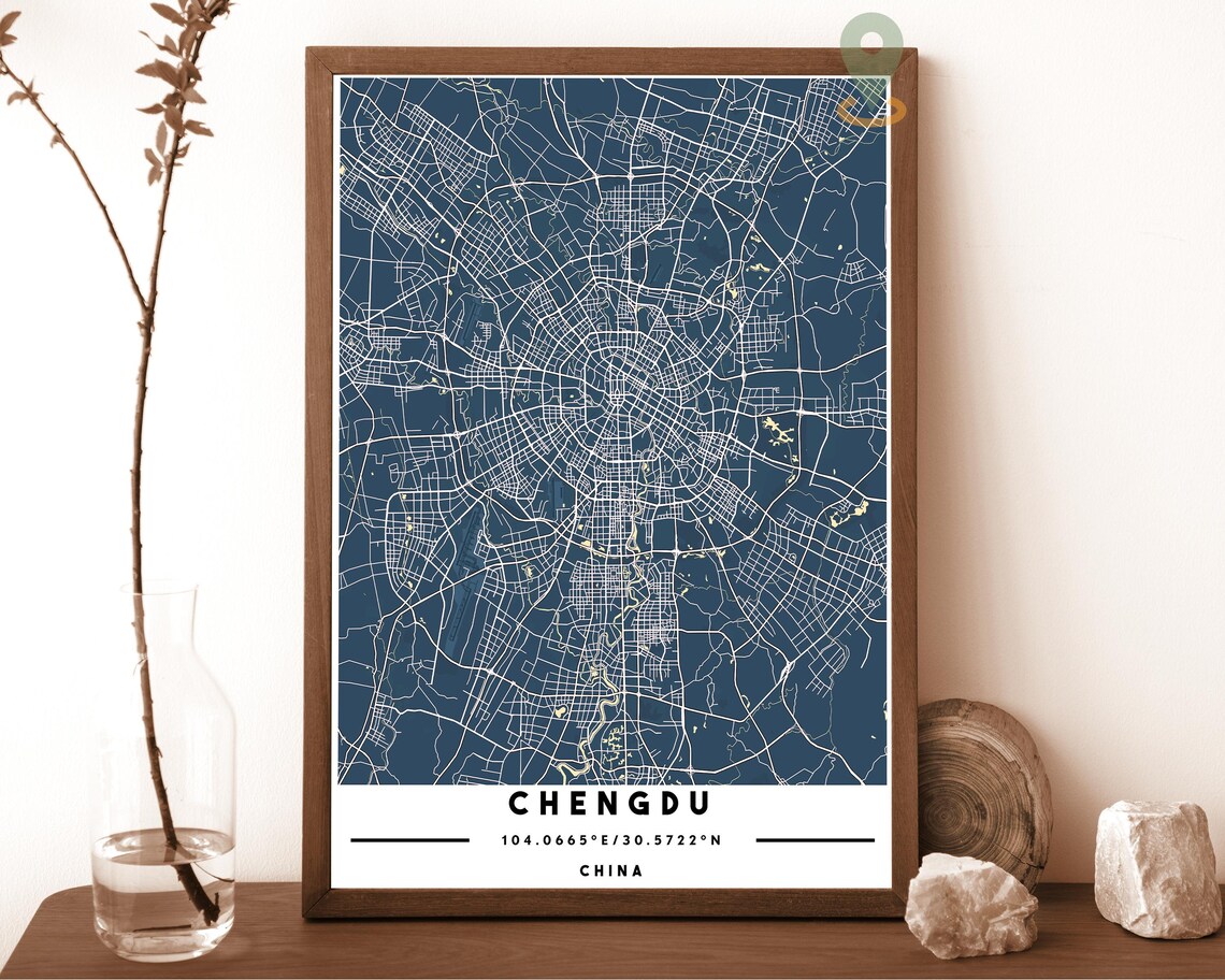 Chengdu China City Map Retro Cream Circular Street Network Poster - Image 6