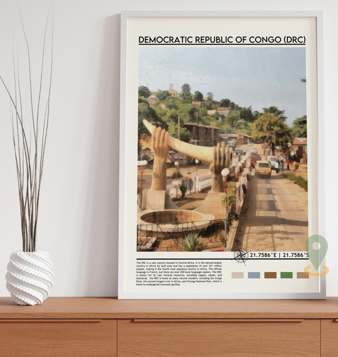 Democratic Republic of Congo Hand Sculpture Bridge Travel Poster - Image 5