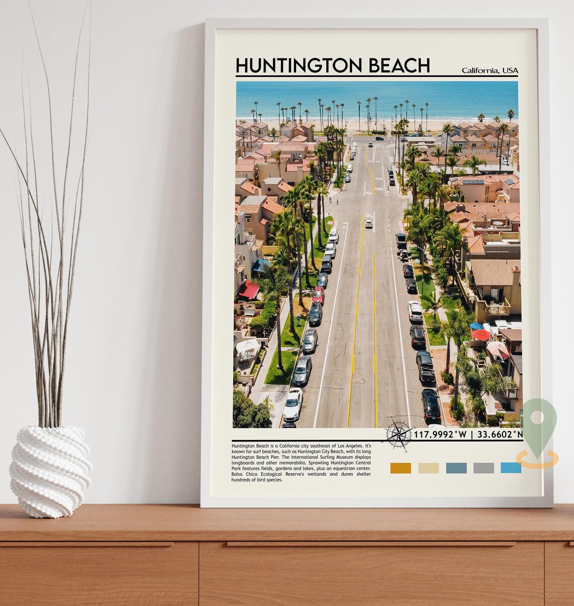 Huntington Beach California USA Surf City Aerial Street Poster - Image 3