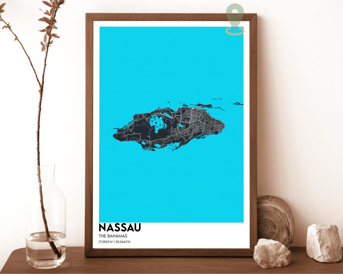 Nassau Map Nassau Map Print Nassau Wall Art Nassau Travel Poster Nassau Poster Nassau Photo Nassau City Map Nassau Bahamas
