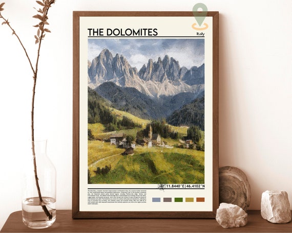 The Dolomites Print Dolomites Travel Poster Dolomites Wall Art Italy Art Print Dolomites Photo Ski Resort Print Piave Valley Poster