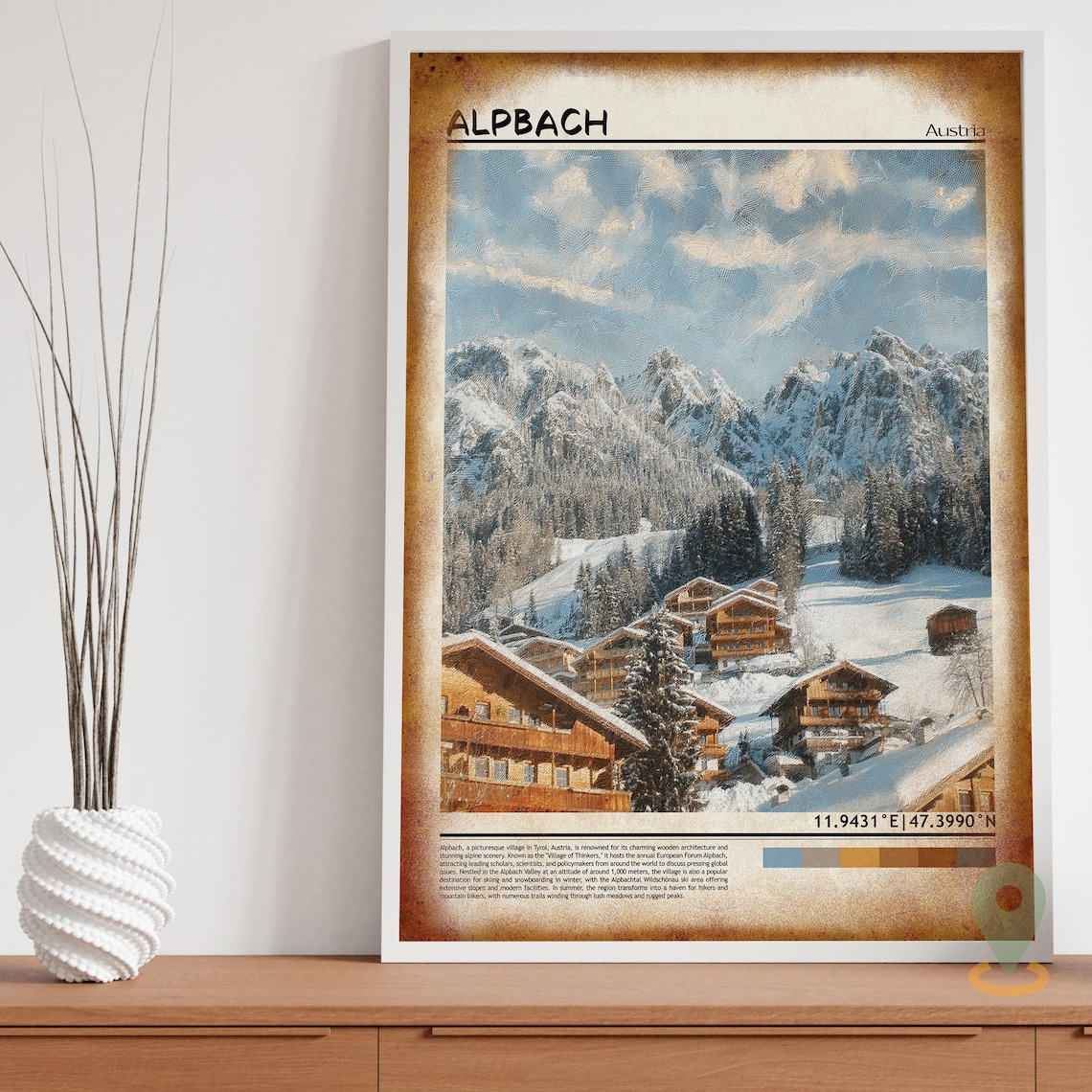Alpbach Austria Snowy Alpine Village Chalets Winter Photo Poster - Image 3