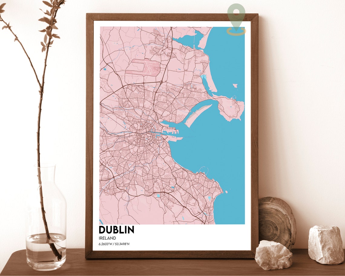 Dublin Ireland Charcoal Orange Vintage Modern City Map Poster - Image 4
