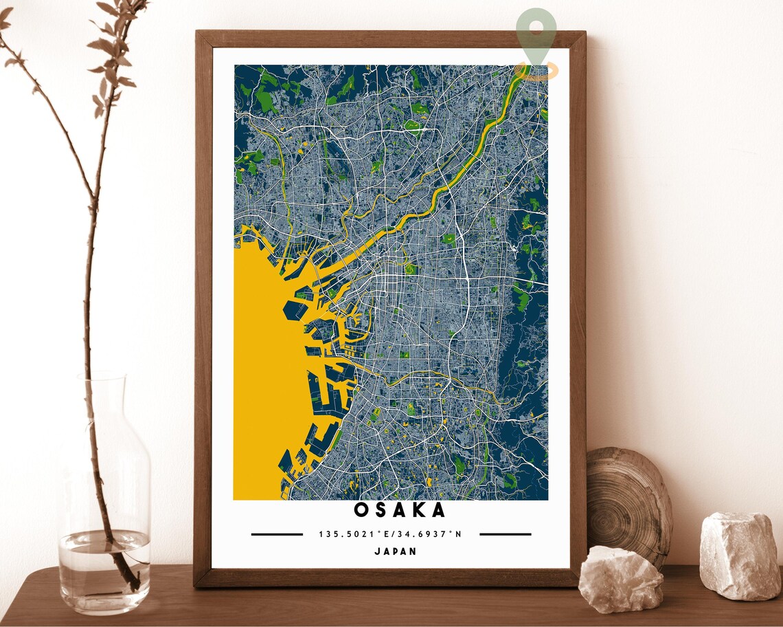 Osaka Japan City Street Map Modern Gold Art Print for Japan Travel Lovers - Image 2