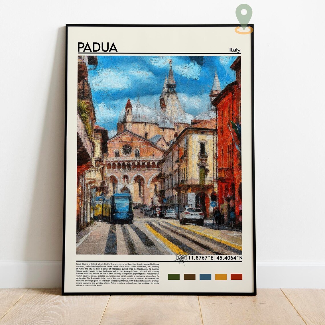 Padua Italy Basilica Old Town Street Oil Painting Style Travel Poster - Image 2