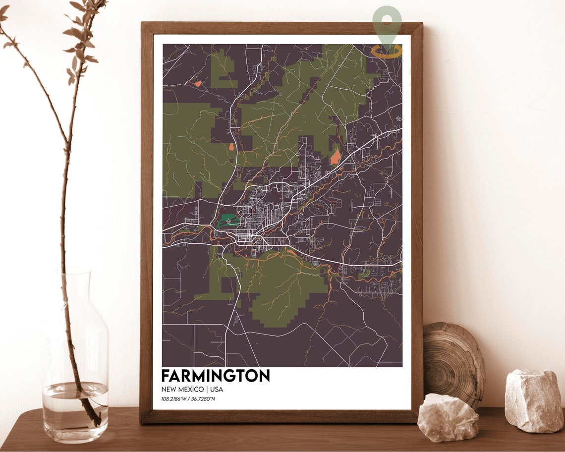 Farmington Map Farmington Map Print Farmington Personalized Map Farmington Wall Art Farmington Travel Poster Farmington City New Mexico - Image 4