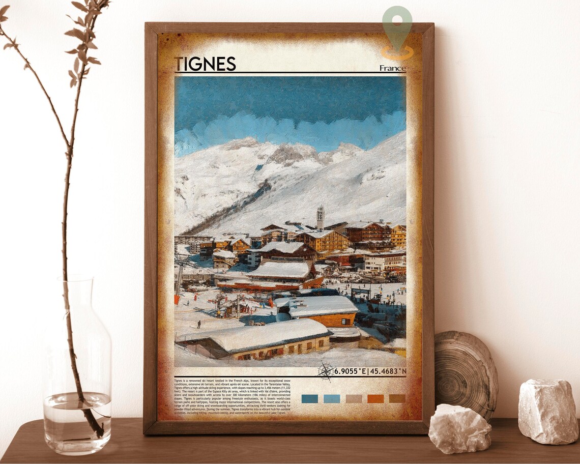 Tignes France Alpine Ski Village Snowy Peaks Resort Scene Poster - Image 6