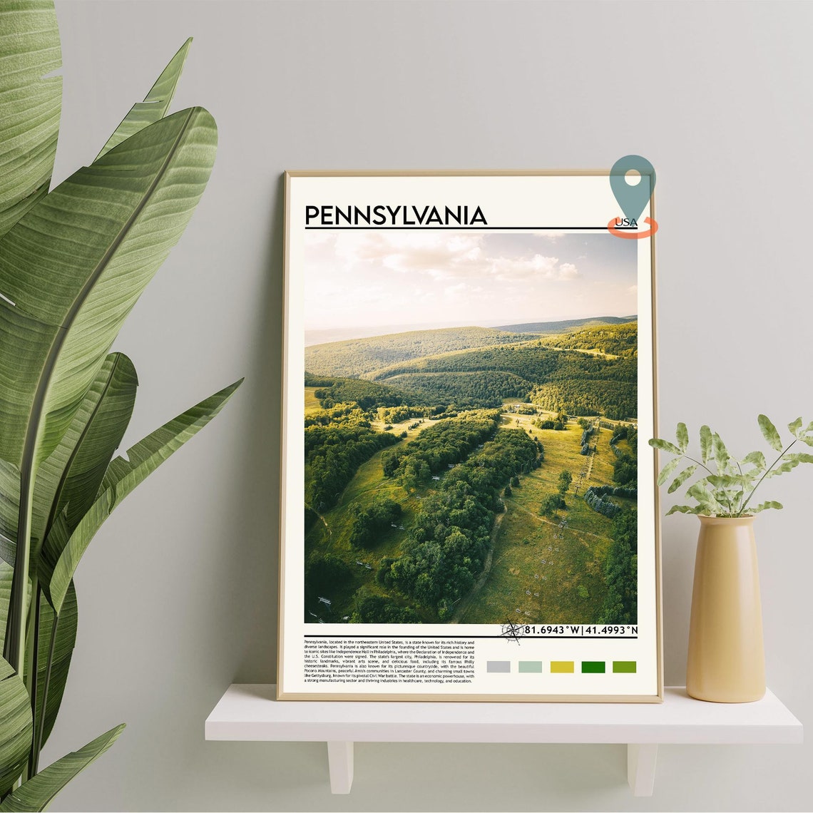 Pennsylvania Rolling Hills Forest Aerial Travel Poster Nature - Image 2