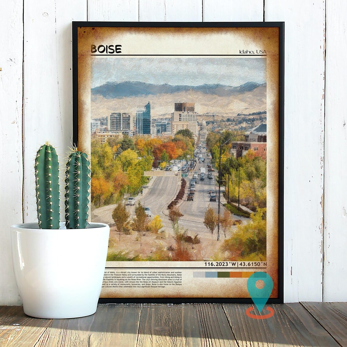 Boise Idaho Autumn Street Fall Foliage Downtown Travel Poster - Image 2